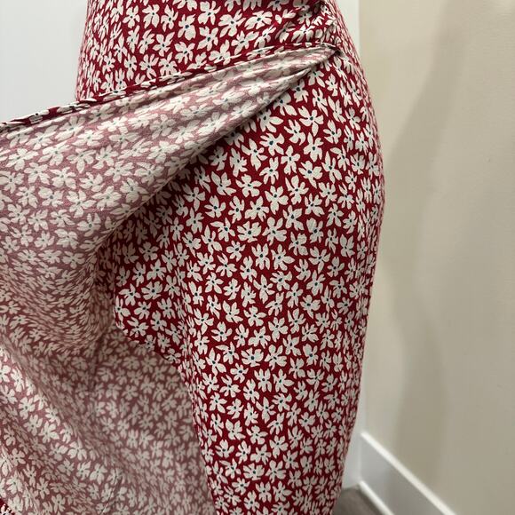 Reformation Rayna Red White Floral Halter Midi Dress Grenadine Cottage Pinup Mod - Picture 6 of 10